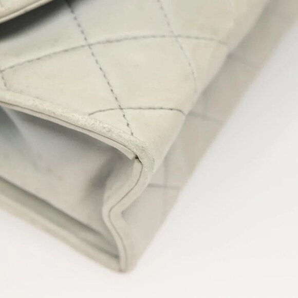 CHANEL Matelasse Shoulder Bag Lamb Skin Ivory Gold CC Auth 128238 - Picture 9 of 15